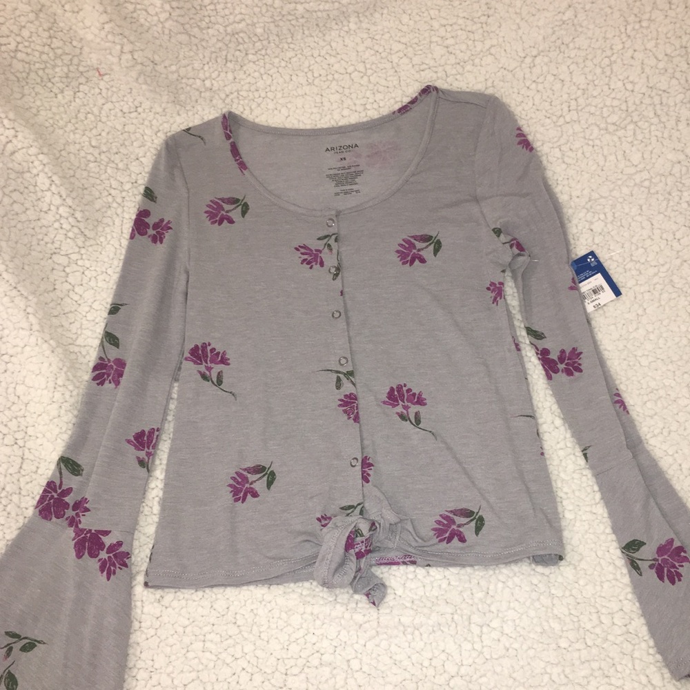 Gray Floral Arizona Top